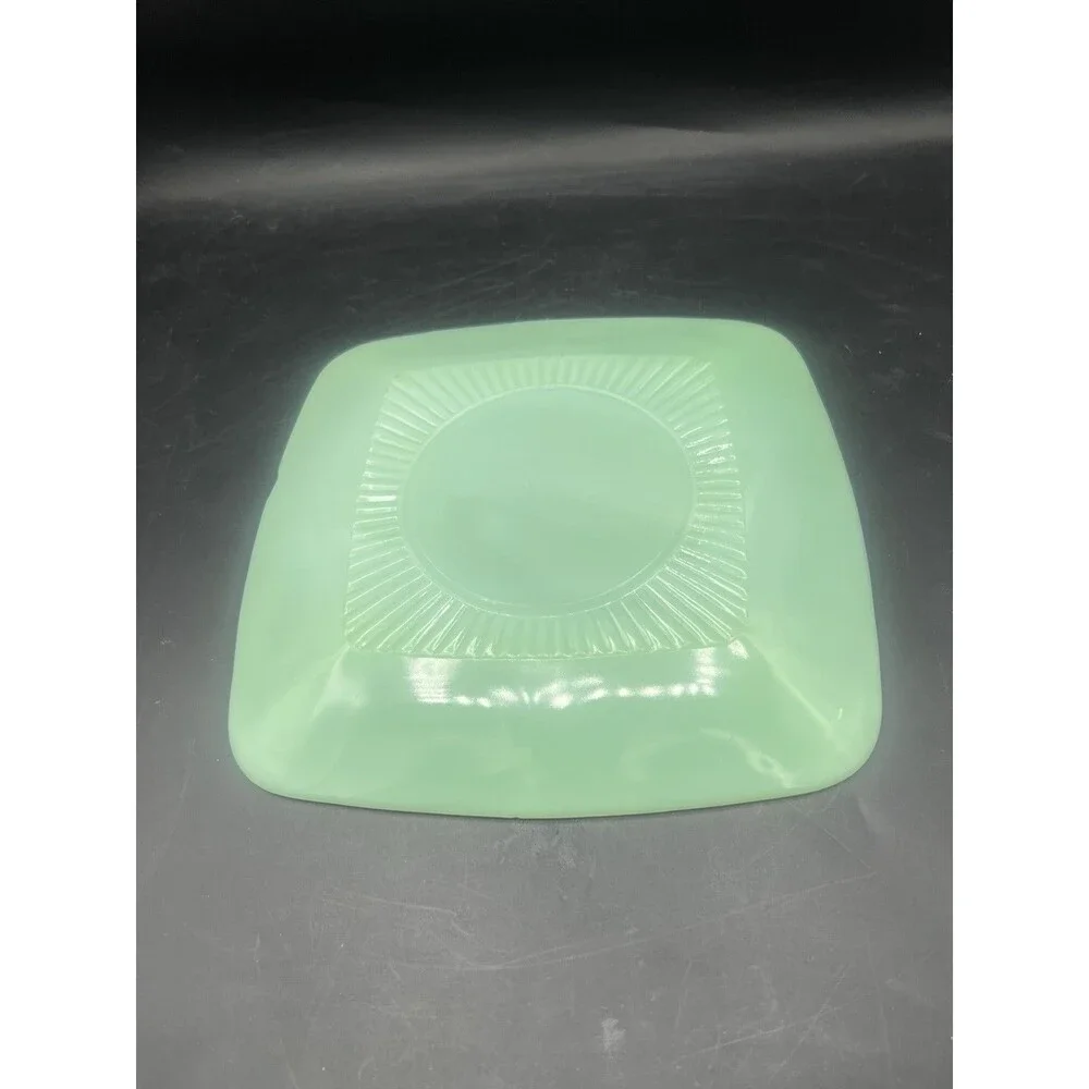 Vintage Fire King Jadeite Charm Dinner Plate 9.75” Green Milk Glass Chip Read
